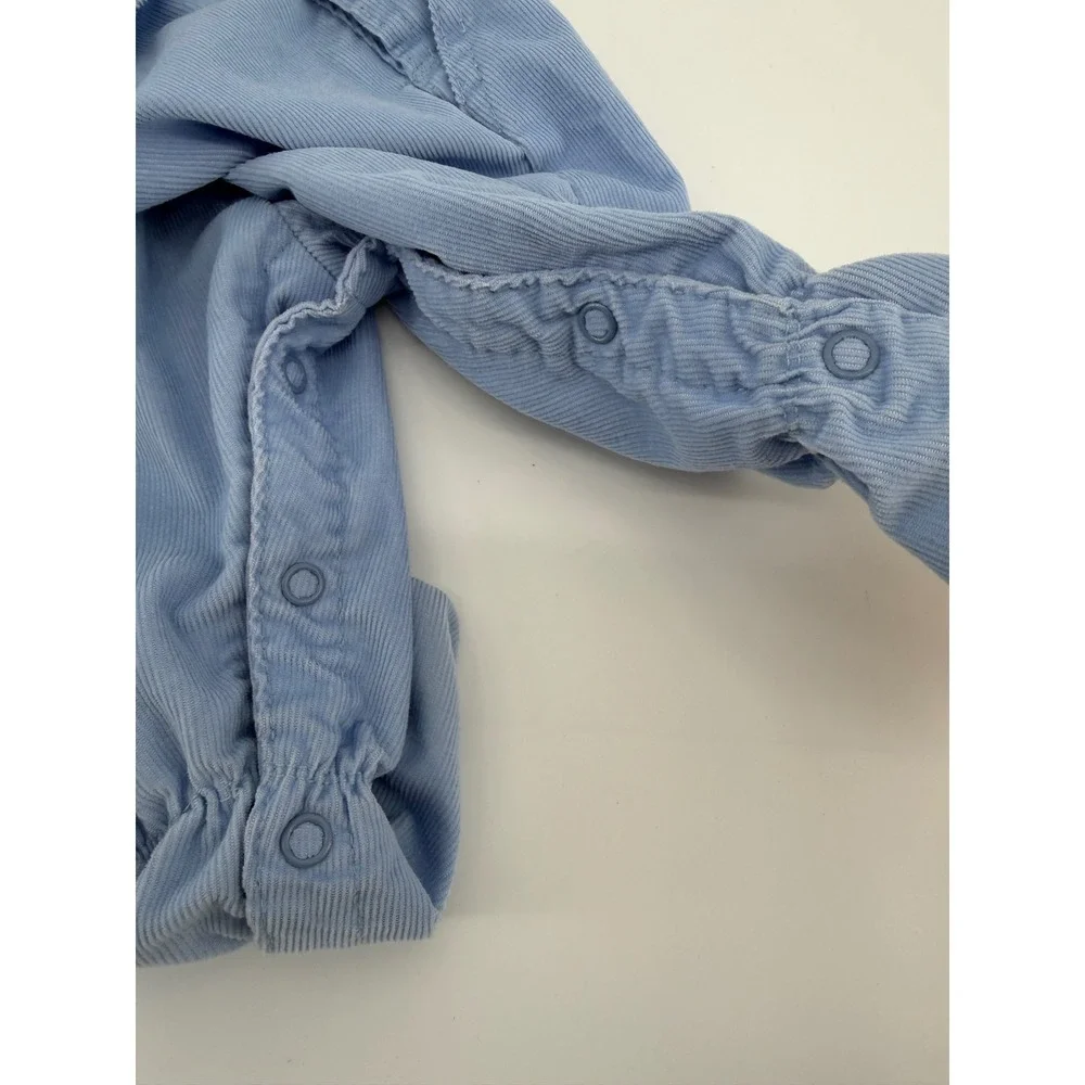 Vintage OshKosh Bgosh Baby Overalls 3/6 Months Blue Corduroy Footed Vestbak USA